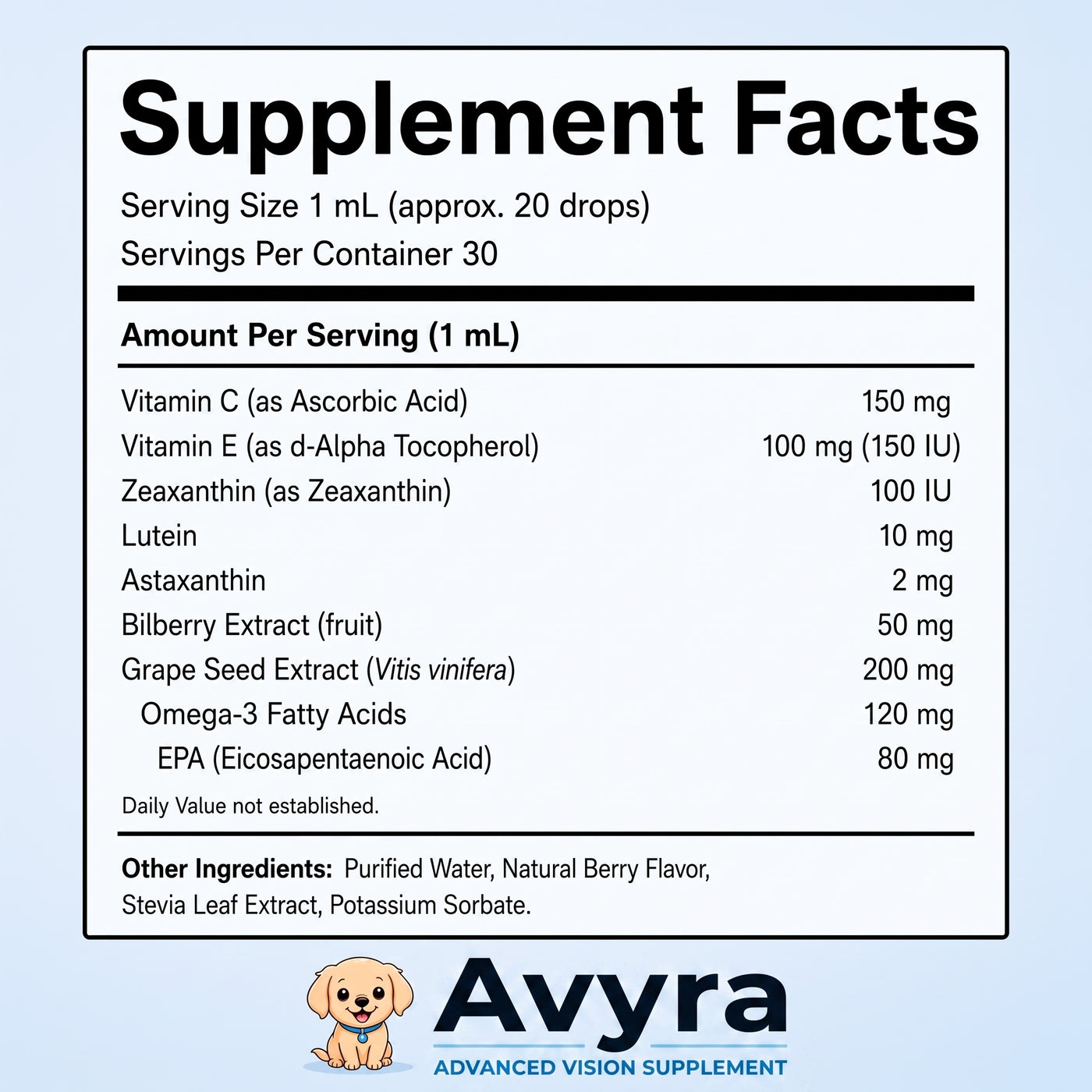 Avyra BrightEyes™ Food Drops – Daily Eye Support for Senior Dogs