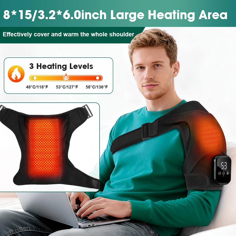 Electric Heating Heated Shoulder Brace Wrap Shoulder Massage Support Belt Strap with Adjustable of Heating