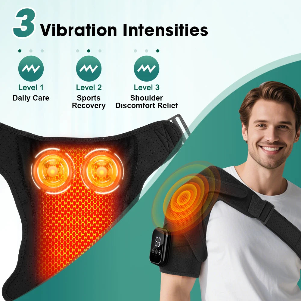 Electric Heating Heated Shoulder Brace Wrap Shoulder Massage Support Belt Strap with Adjustable of Heating