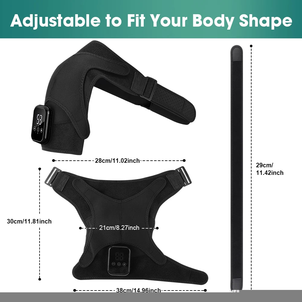 Electric Heating Heated Shoulder Brace Wrap Shoulder Massage Support Belt Strap with Adjustable of Heating