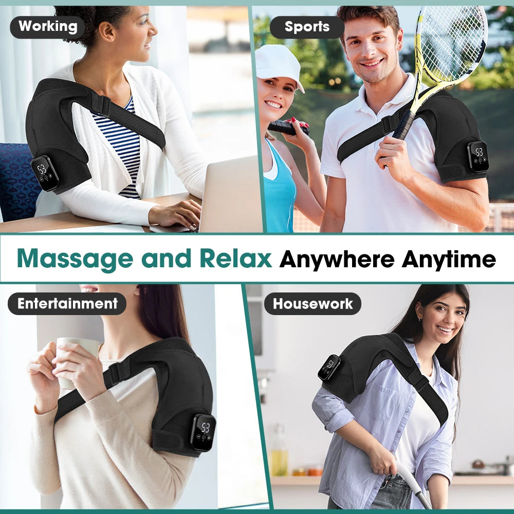 Electric Heating Heated Shoulder Brace Wrap Shoulder Massage Support Belt Strap with Adjustable of Heating