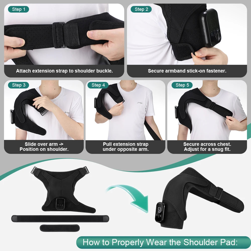 Electric Heating Heated Shoulder Brace Wrap Shoulder Massage Support Belt Strap with Adjustable of Heating