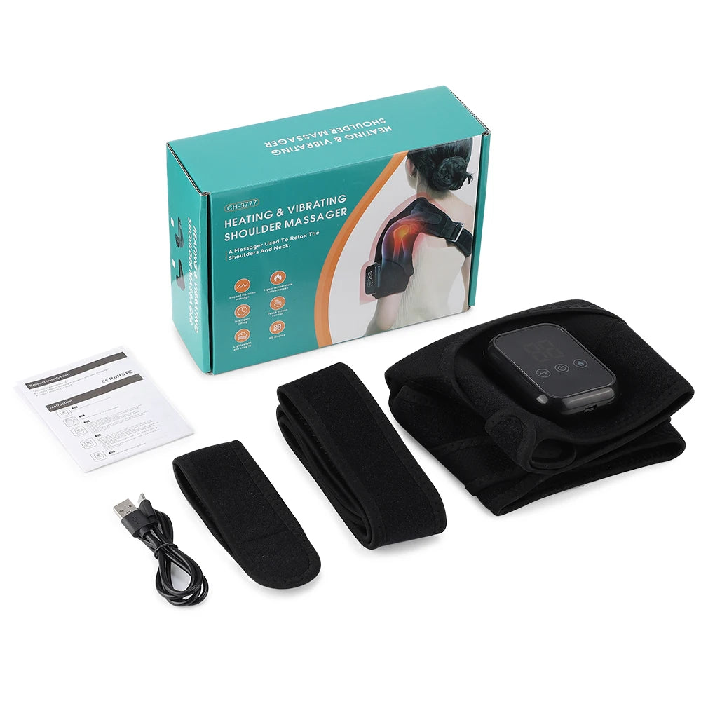 Electric Heating Heated Shoulder Brace Wrap Shoulder Massage Support Belt Strap with Adjustable of Heating