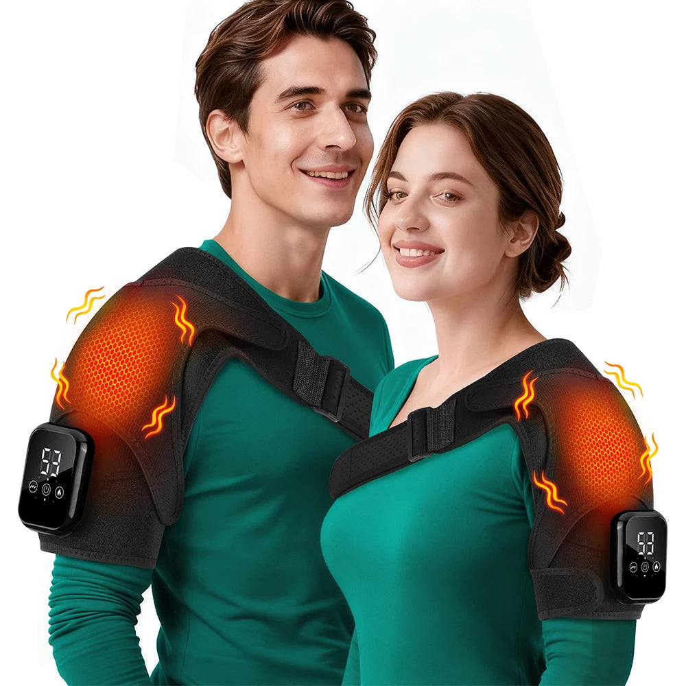 Electric Heating Heated Shoulder Brace Wrap Shoulder Massage Support Belt Strap with Adjustable of Heating