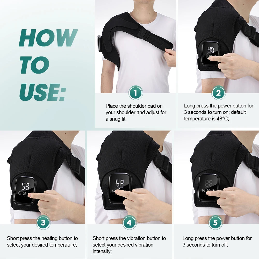 Electric Heating Heated Shoulder Brace Wrap Shoulder Massage Support Belt Strap with Adjustable of Heating